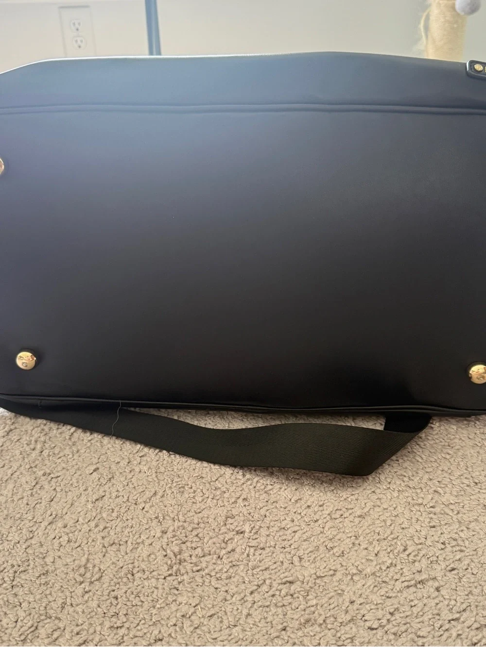 Ellen Tracy Black Textured Leather Duffel Bag 20inch